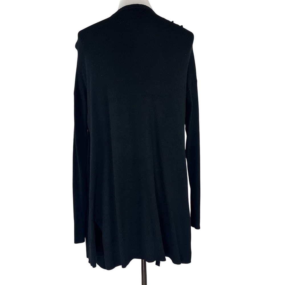 Chico's‎ Long Sleeve Open Front Waterfall Cardigan Sweater Slits Black Women's 2 - Picture 7 of 10